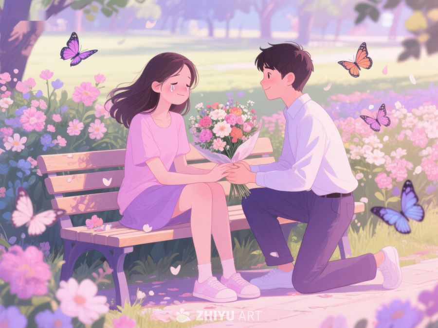花园中浪漫求婚的瞬间 364