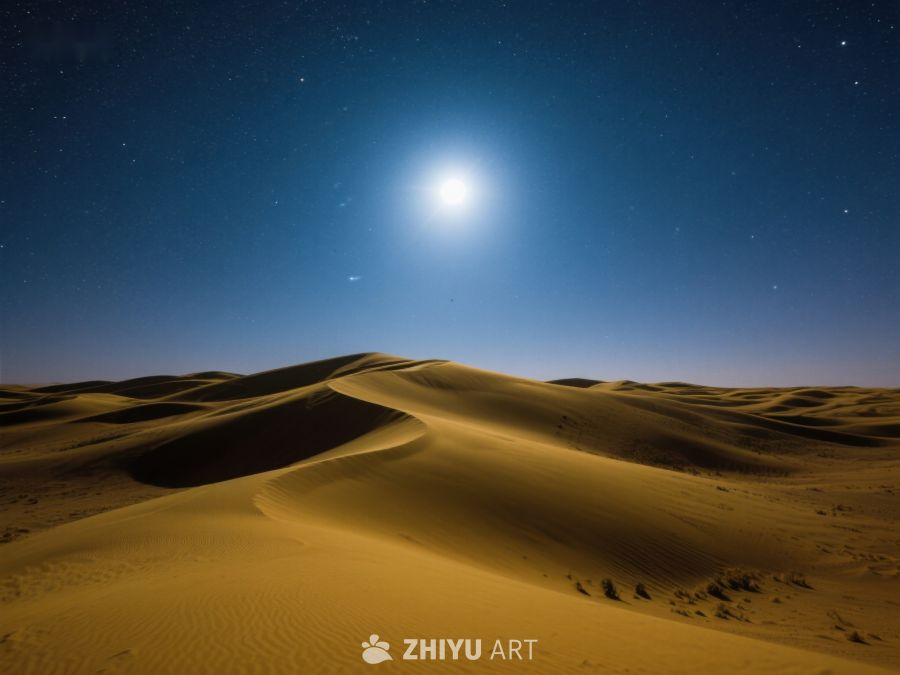 月光下的沙漠沙丘 572