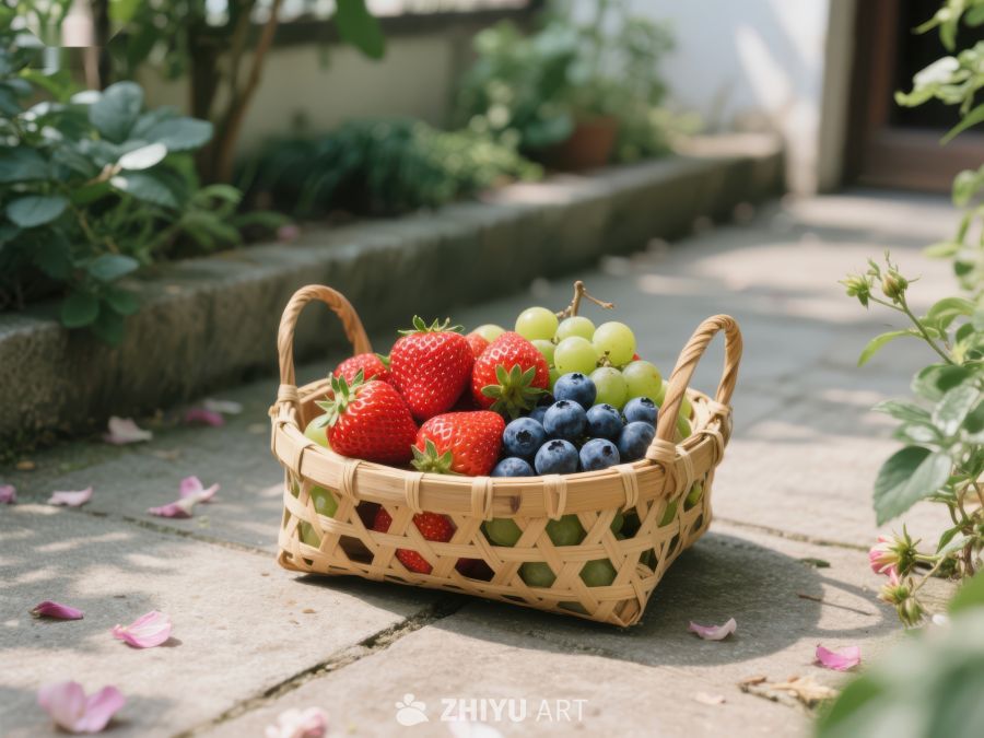 篮子里的草莓蓝莓和葡萄 329