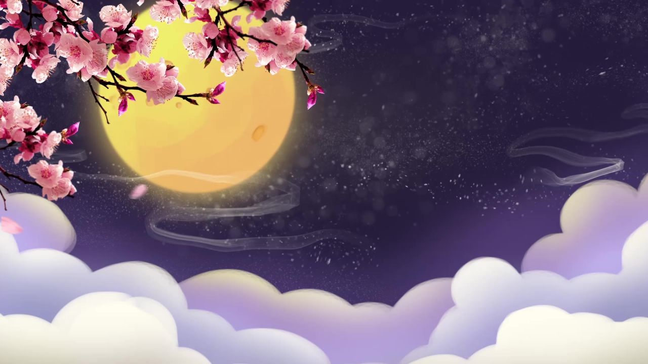 唯美大海上升月亮白月光蓝色夜空圆月明月大屏幕舞台LED视频  149