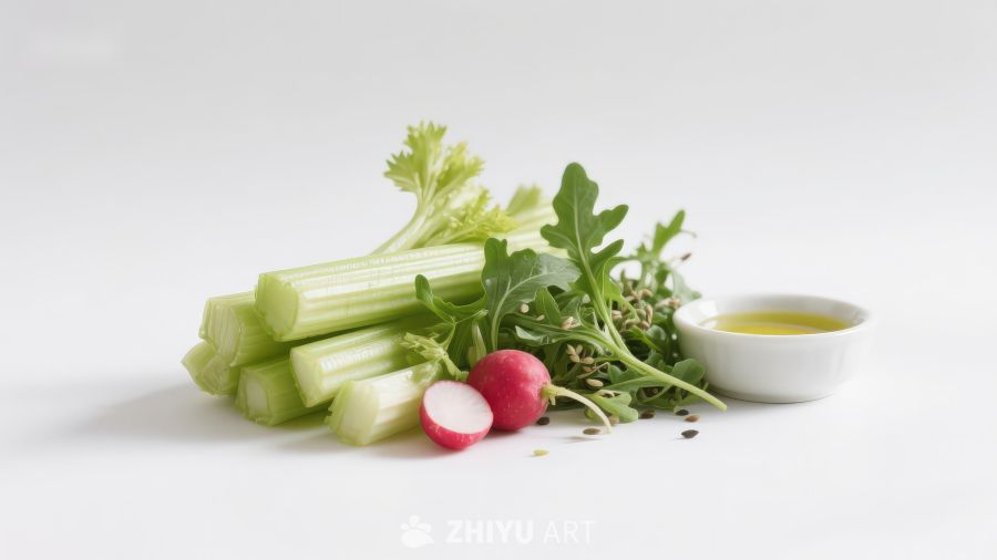 新鲜蔬菜与香草摆盘