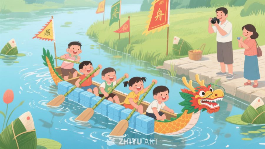 儿童龙舟赛欢乐场景 152