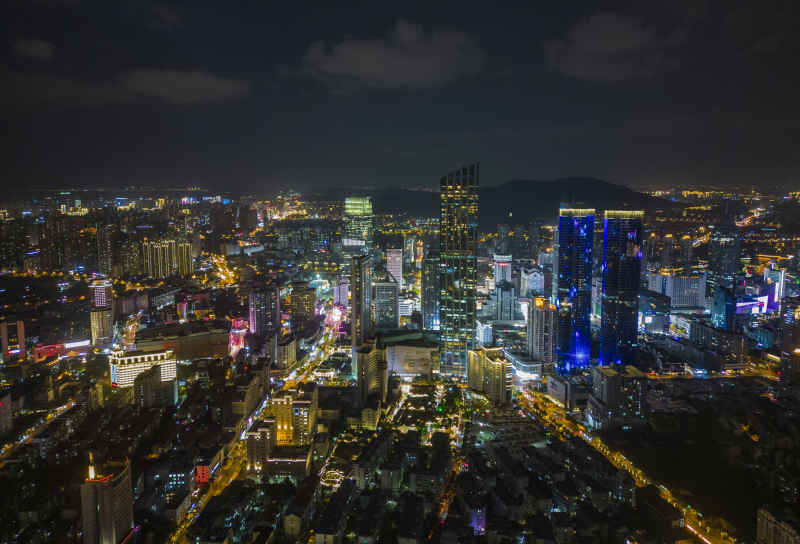 航拍江苏无锡夜景