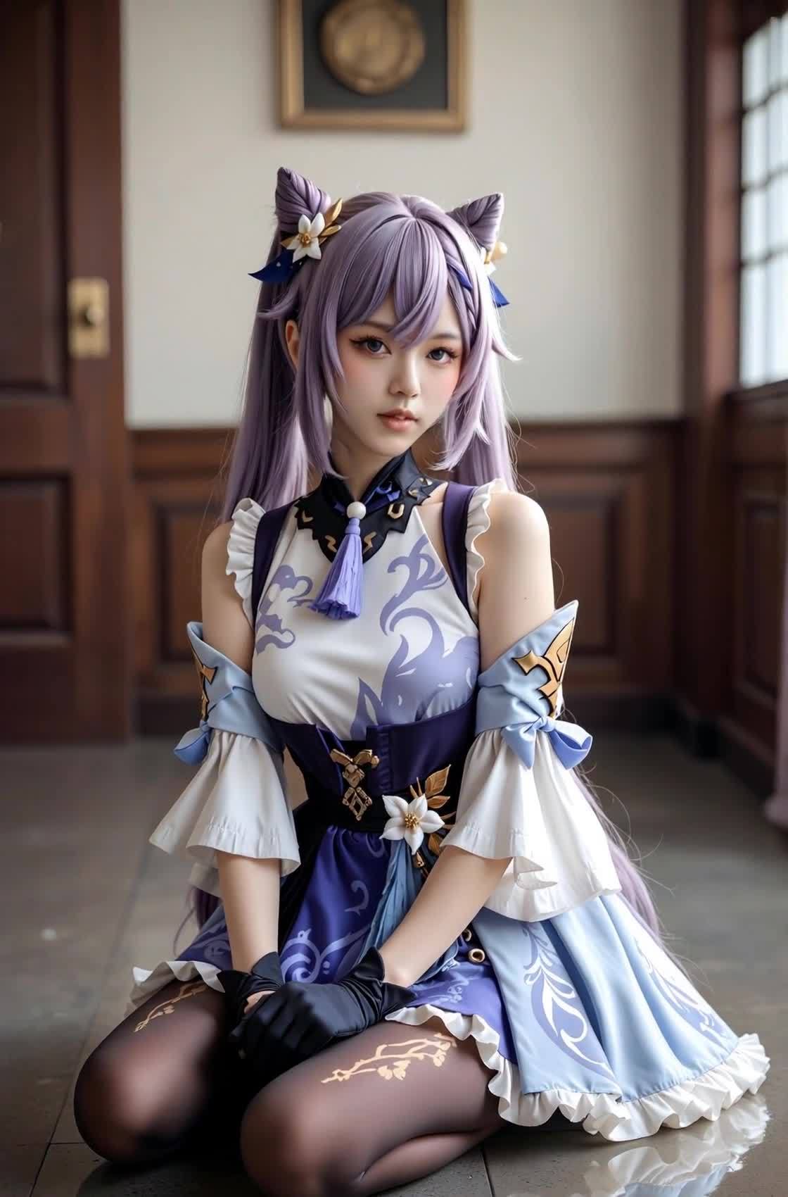 原神刻晴cosplay猫耳少女写真