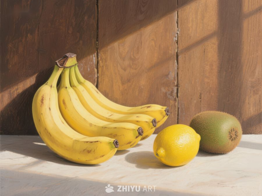 香蕉、柠檬与猕猴桃的静物组合 470
