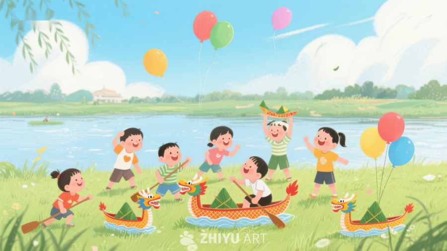 儿童端午节划龙舟 148