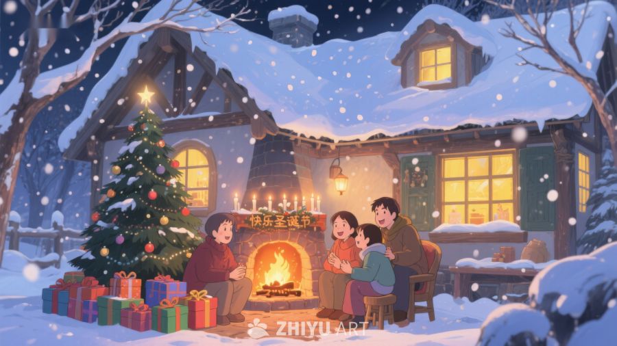 雪夜温馨家庭圣诞聚会 425