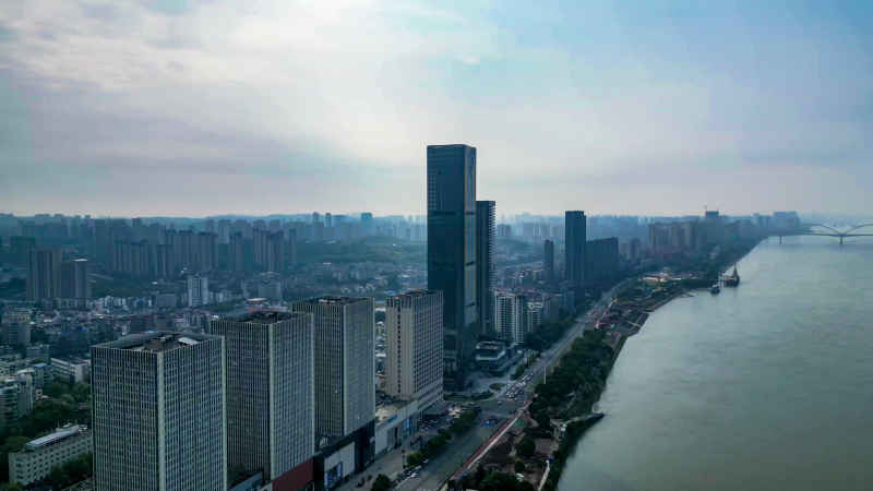湖北宜昌城市风光航拍图 