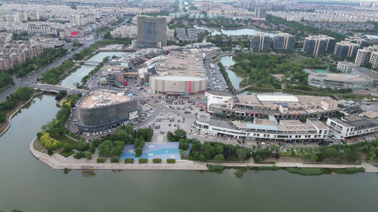 航拍山东东营城市建设东营风光