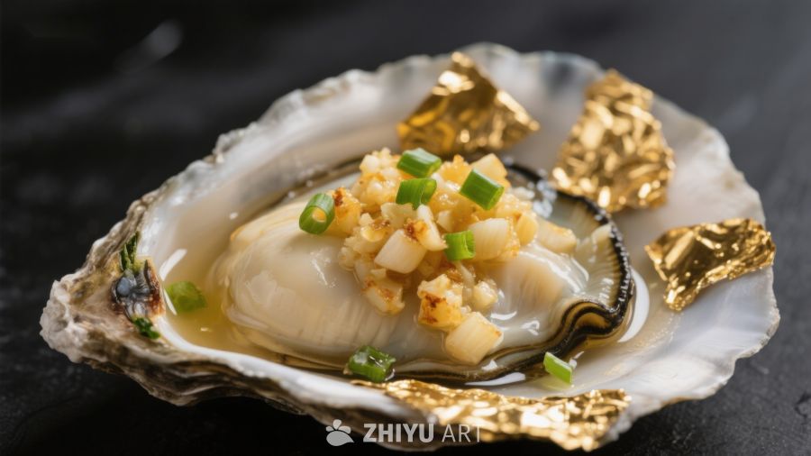 金箔点缀的生蚝美食