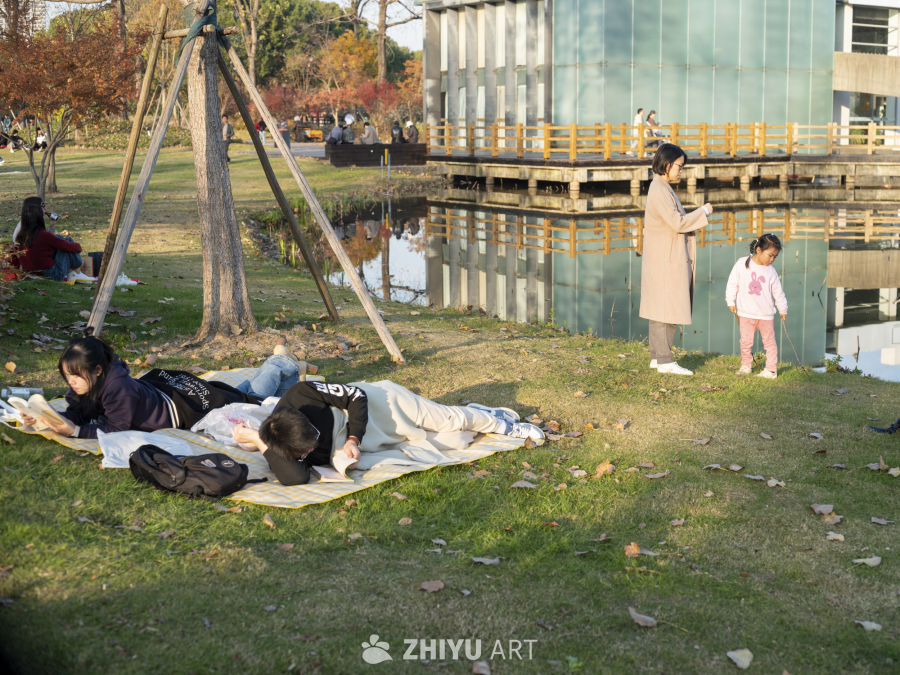 秋日公园里的温馨时光