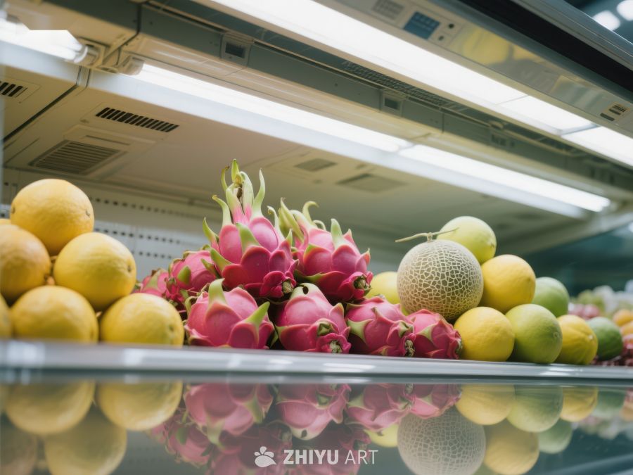 超市水果展示：火龙果与柠檬 153