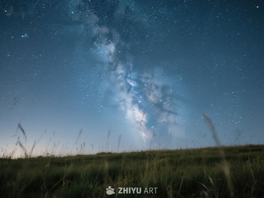 夜空银河与草地 449