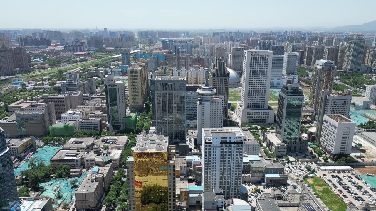  航拍河北石家庄城市建设