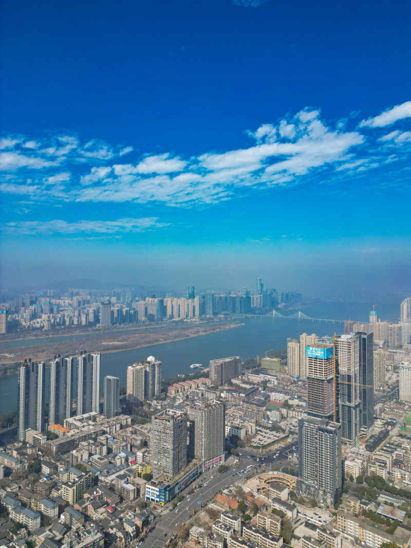 湖南长沙城市风光航拍摄影图