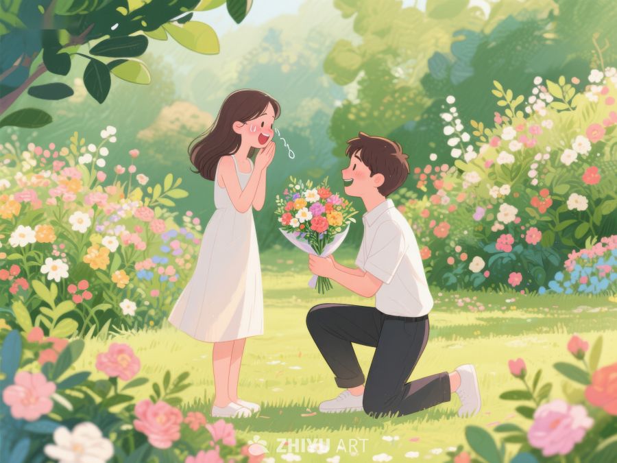 花园中求婚的温馨瞬间 354