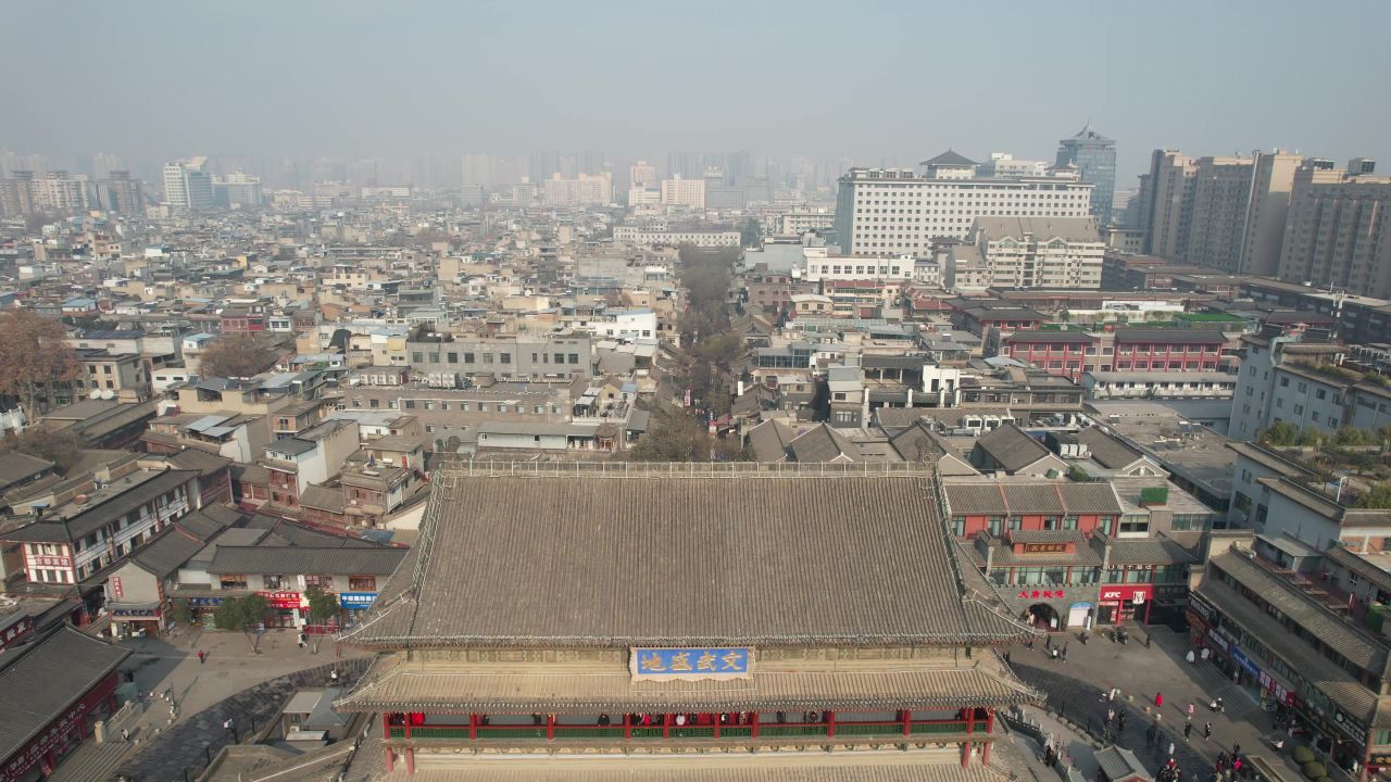  西安鼓楼历史文化古建筑航拍