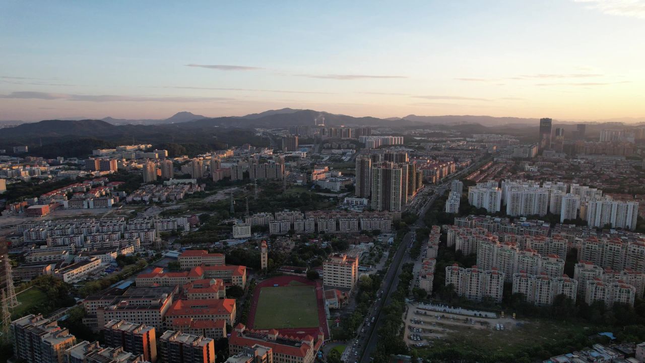 广东东莞城市风光航拍 