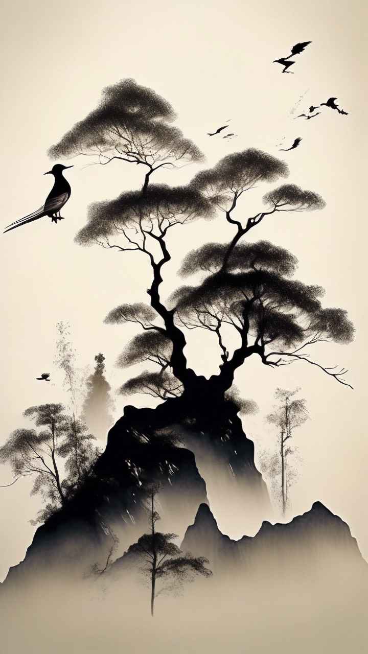 古风山水画唯美背景图 12