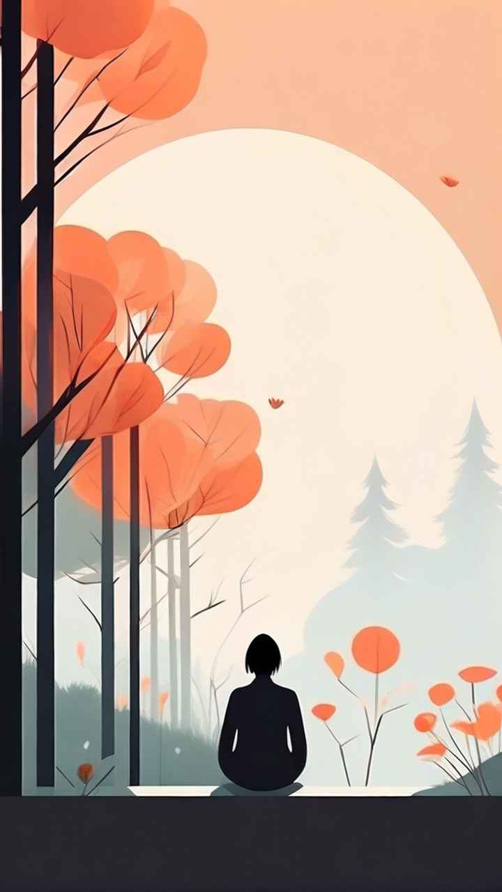 极简主义元素花朵和树枝插画