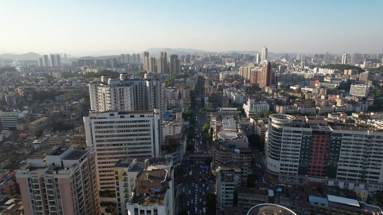 广东江门城市建设航拍 