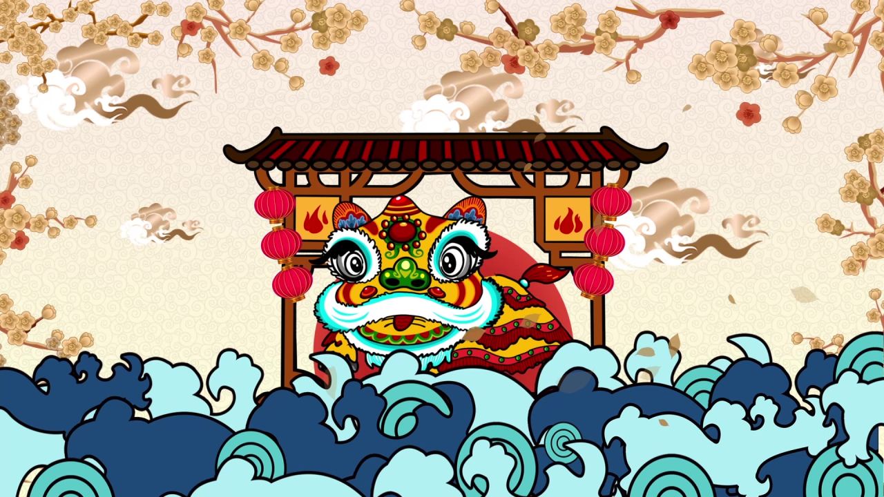 古风背景视频 中国风 意境春天 桃花 水墨 55