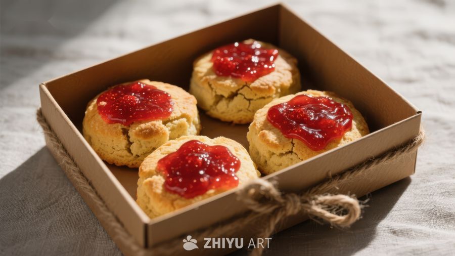 草莓酱饼干盒装展示