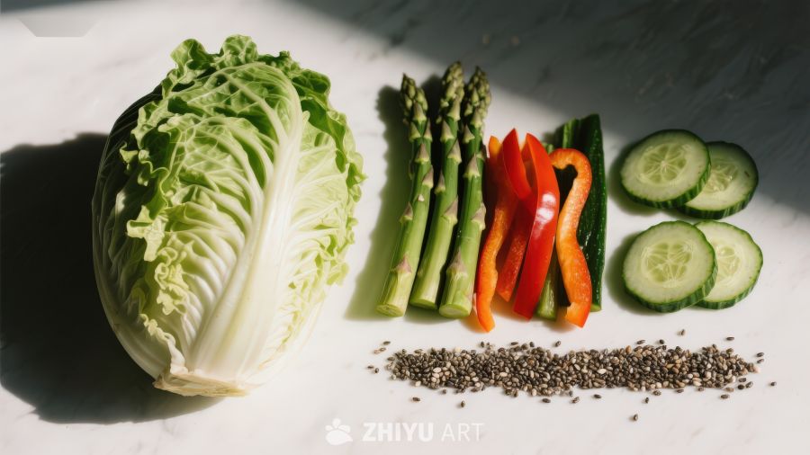 新鲜蔬菜与香料摆拍