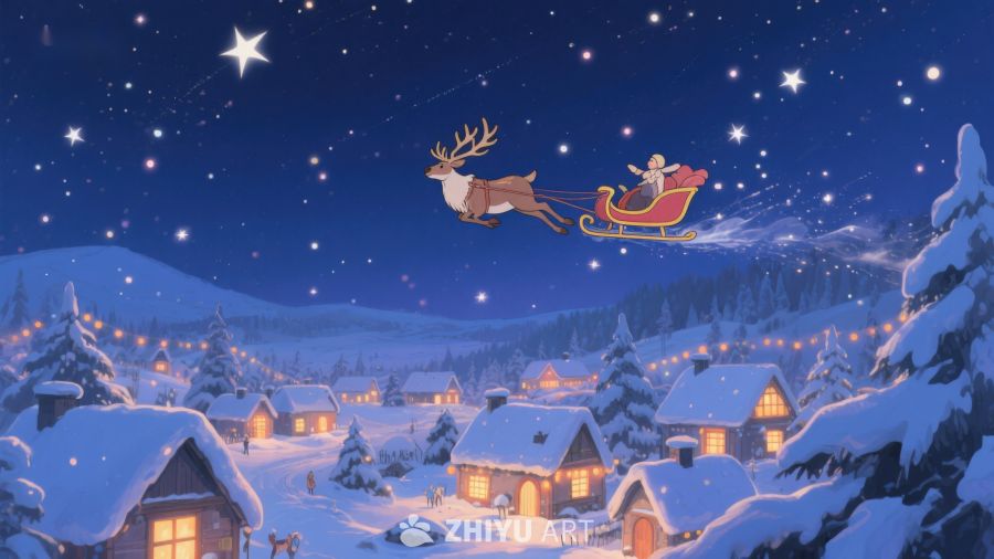 圣诞夜空中飞驰的雪橇 212