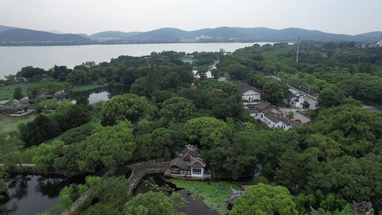 江苏无锡蠡园4A景区航拍 