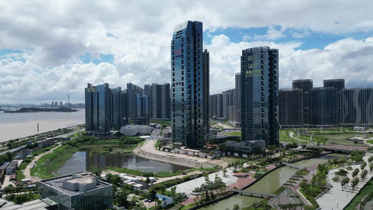 广东汕头龙湖东海岸汕头新城航拍