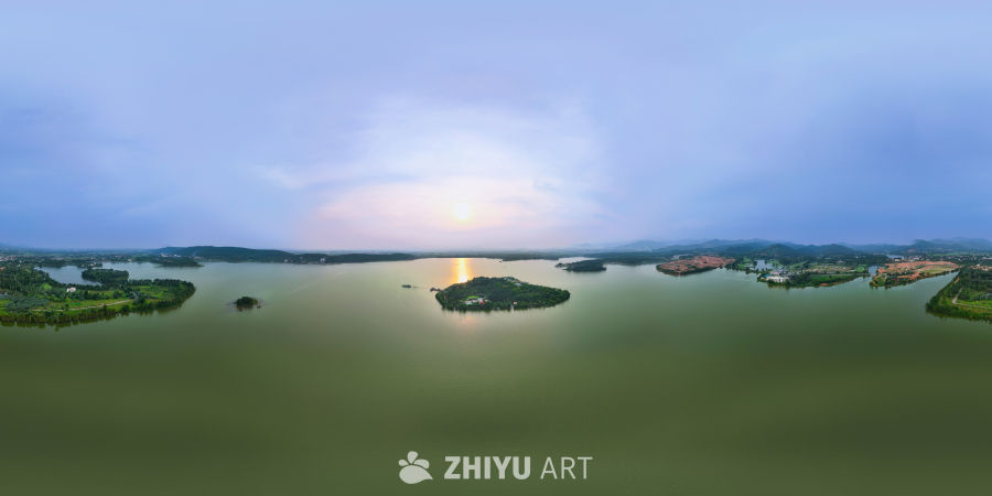 湖畔夕阳