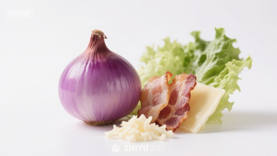 洋葱培根生菜奶酪食材组合
