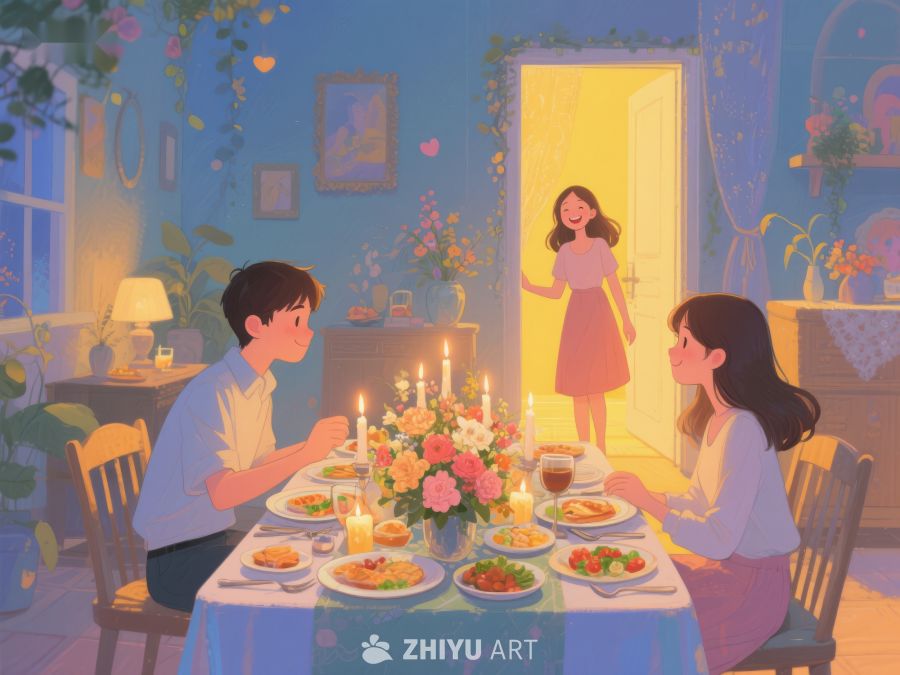 温馨晚餐，家人团聚时刻 780