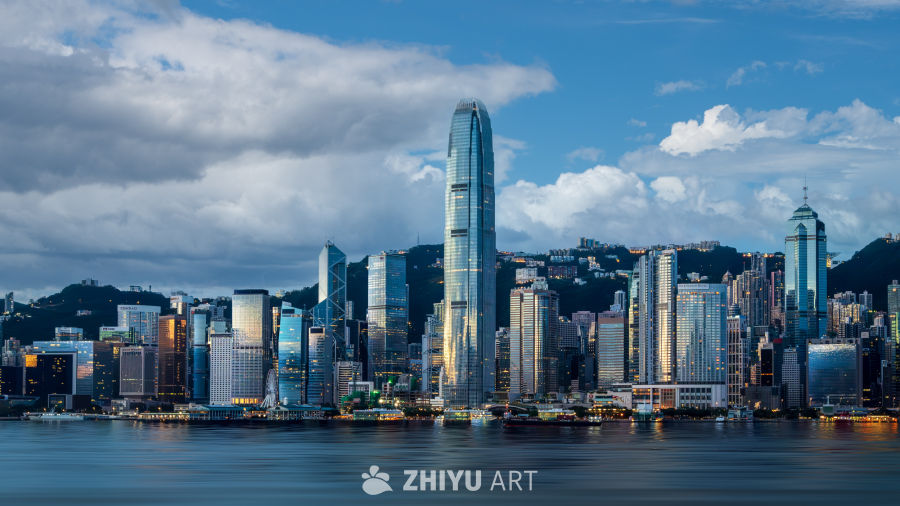 香港维港黄昏天际线