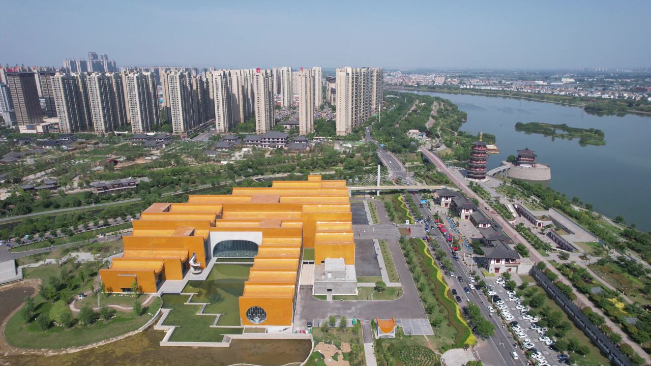 河南洛阳城市风光旅游景区航拍 