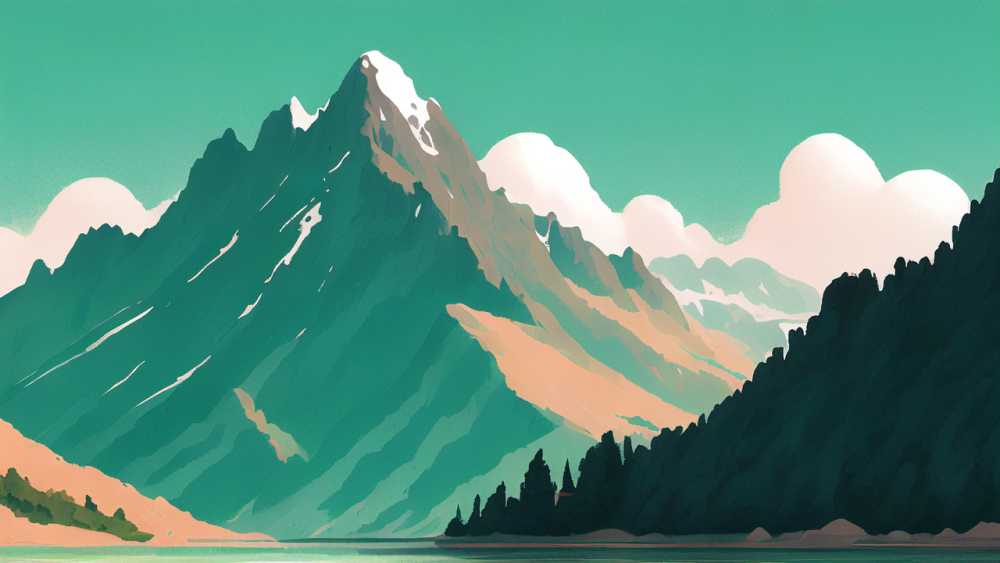 浅绿色山水画1