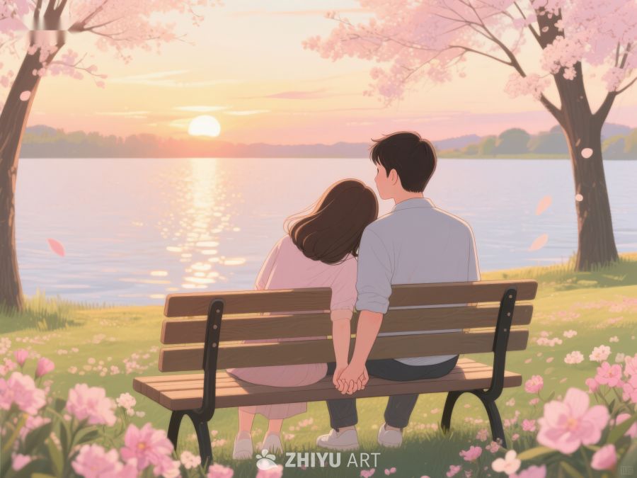 湖畔樱花下的情侣时光 293
