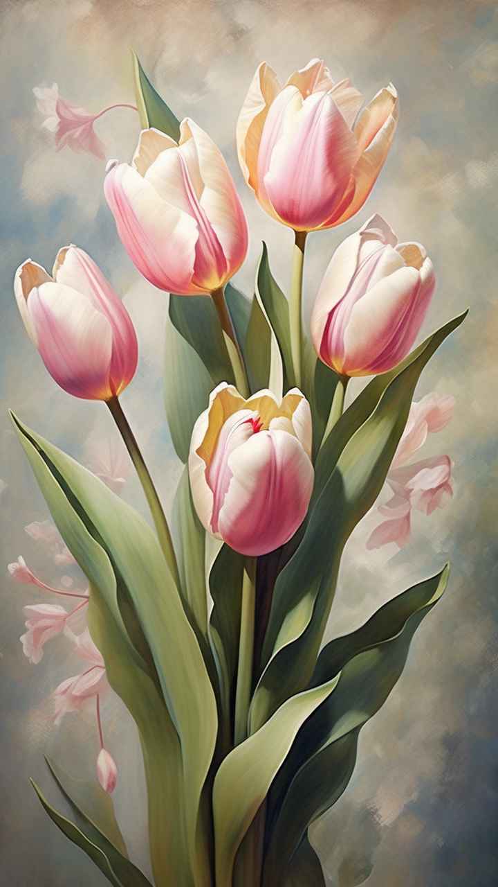 一个白色郁金香花束正在开放插画 42