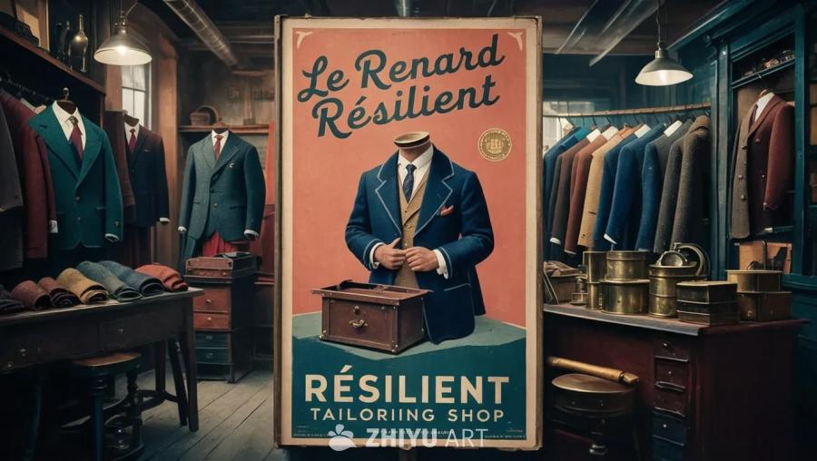 一个复古风格的广告牌，上面写着“Le Renard