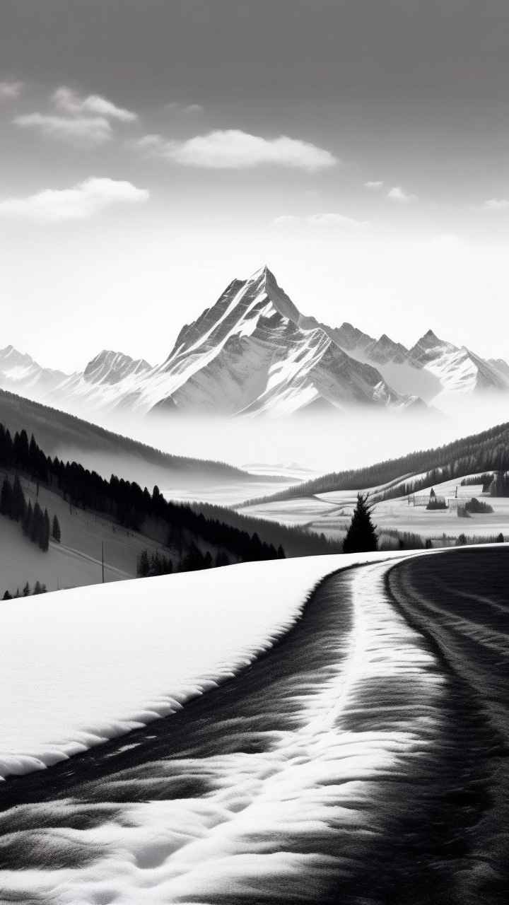 冬季背景图插画雪山雪景 100