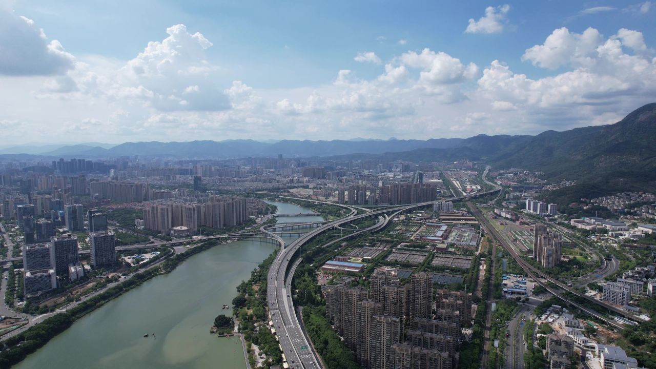 福建福州城市风光航拍 