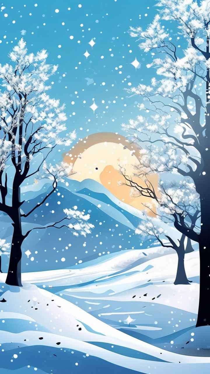 雪景唯美插画小屋 57