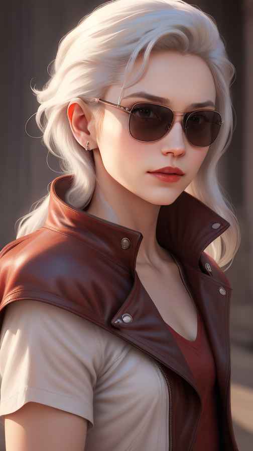 红色皮衣美女
