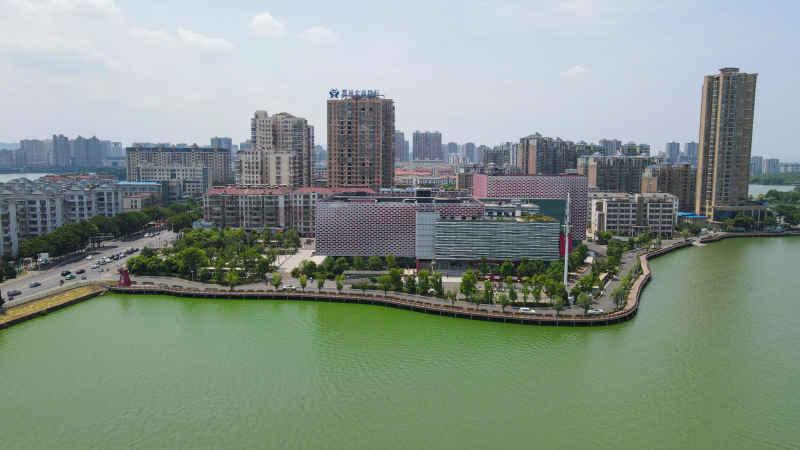 航拍湖北鄂州市市民中心