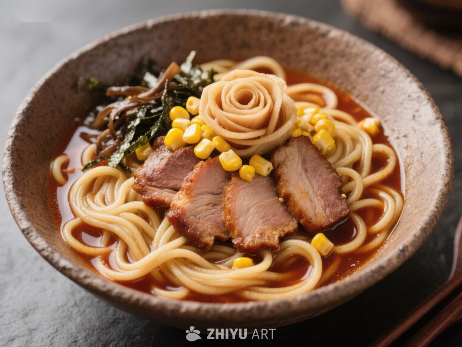 美味拉面配烤肉和玉米 142