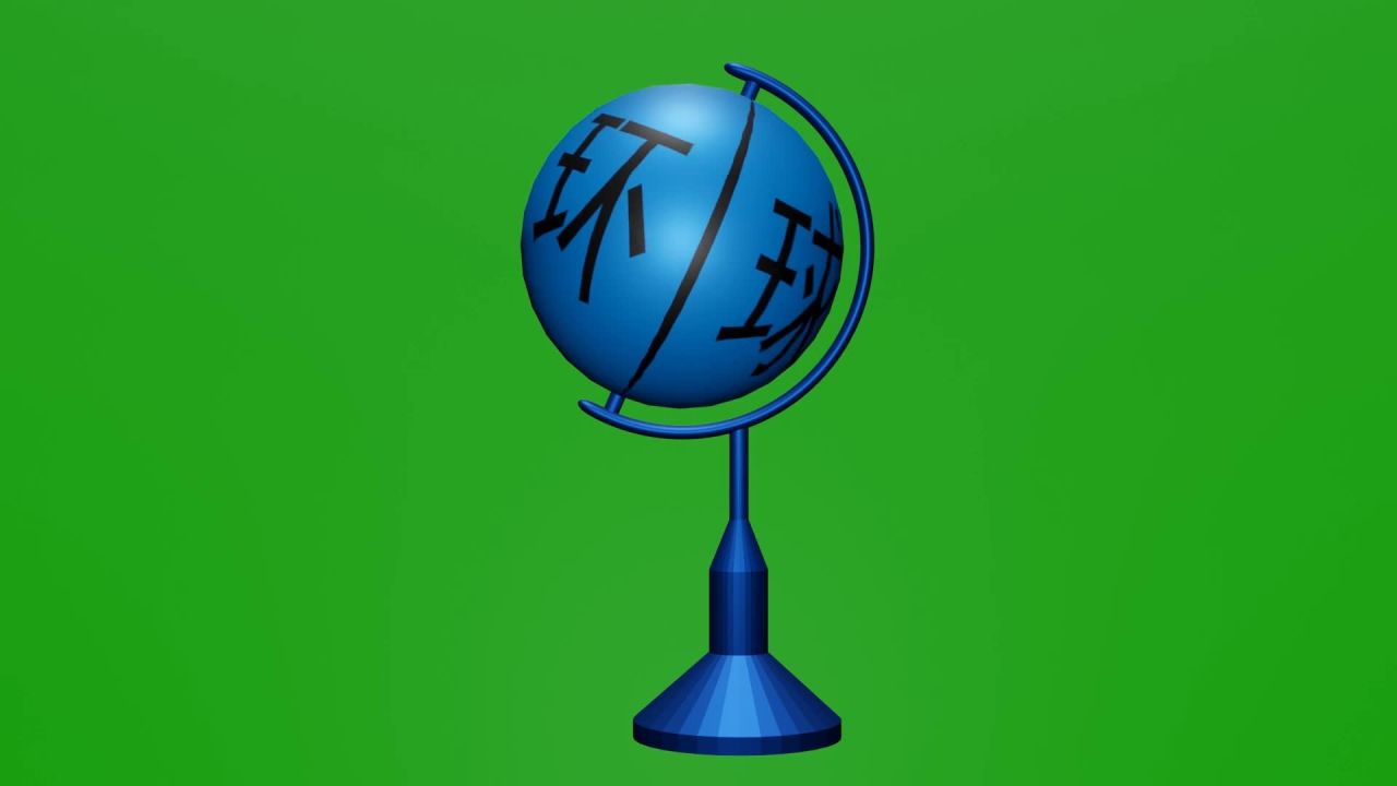 无限循环仿地球仪环球视野旋转摆件绿屏抠像