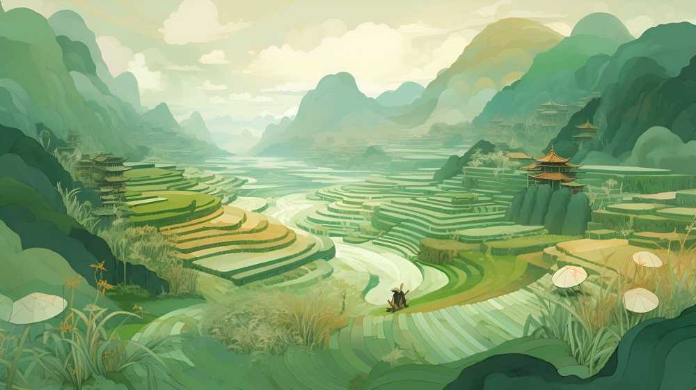 山地里的绿色小草动物山景色