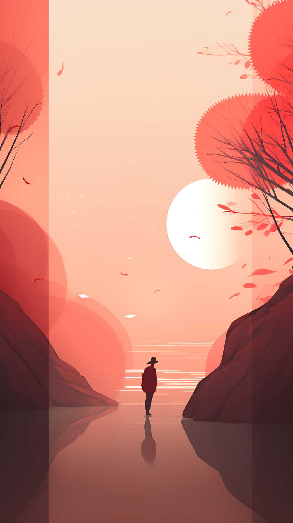 红色唯美背景意境