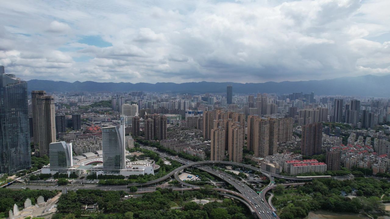 航拍福建福州城市风光